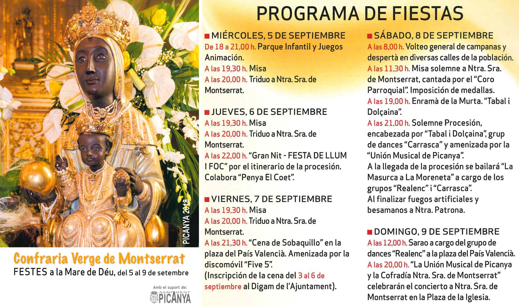 Fiestas en honor a Nuestra Señora de Montserrat 2018 Picanya / Picaña